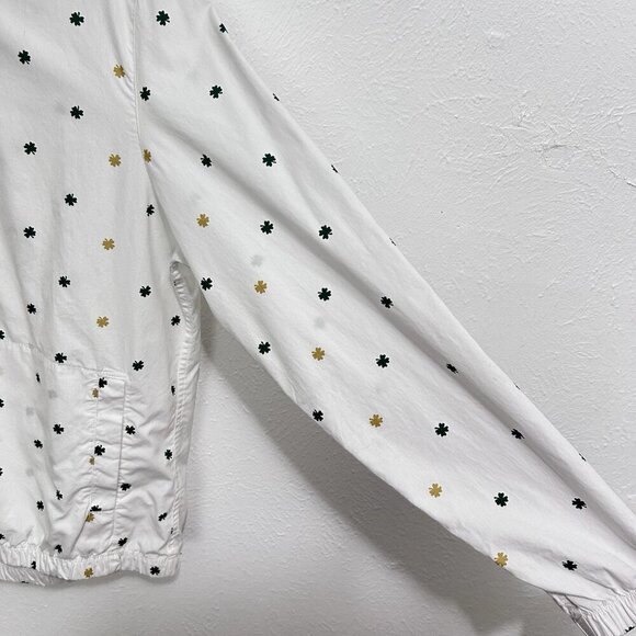 Denim & Flower Ricky Singh Green Shamrock Print Zip Up Jacket White Men's Size L - Picture 4 of 12